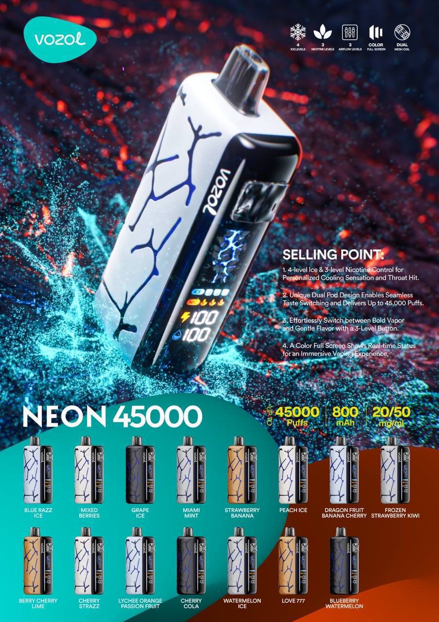 neon vape flavors Vozol 45000 RELX Classic Best Vape Juices | Colour:B-Scarlett