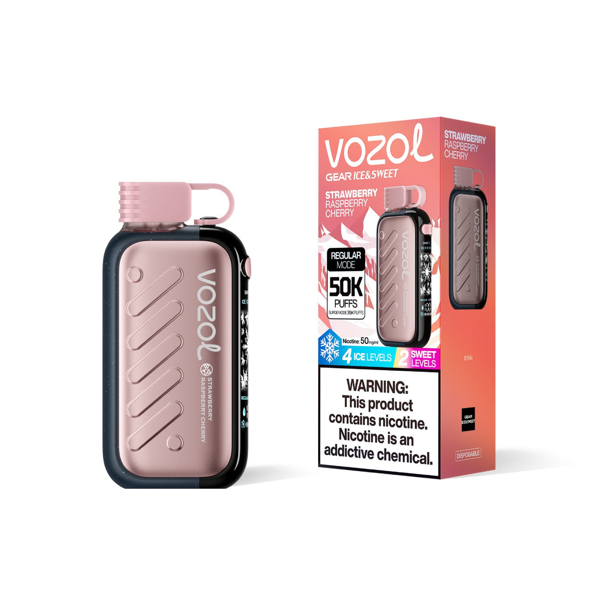 Vozol Gear Ice & Sweet 50000 - Strawberry Raspberry Cherry